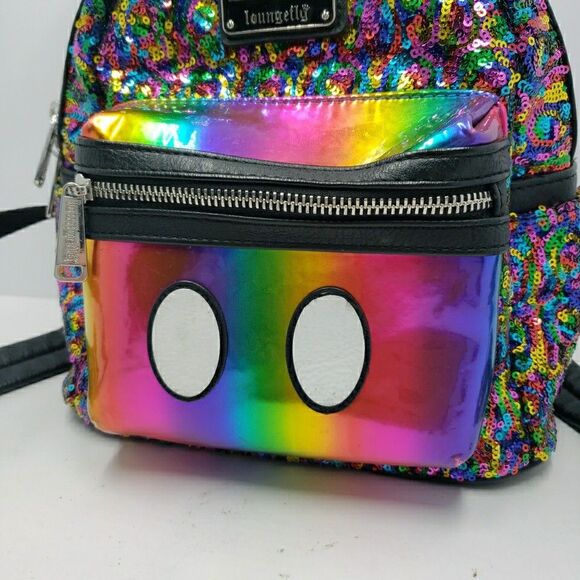 Disney Parks Loungefly Mini Backpack Rainbow Mickey Mouse Sequin main image 8
